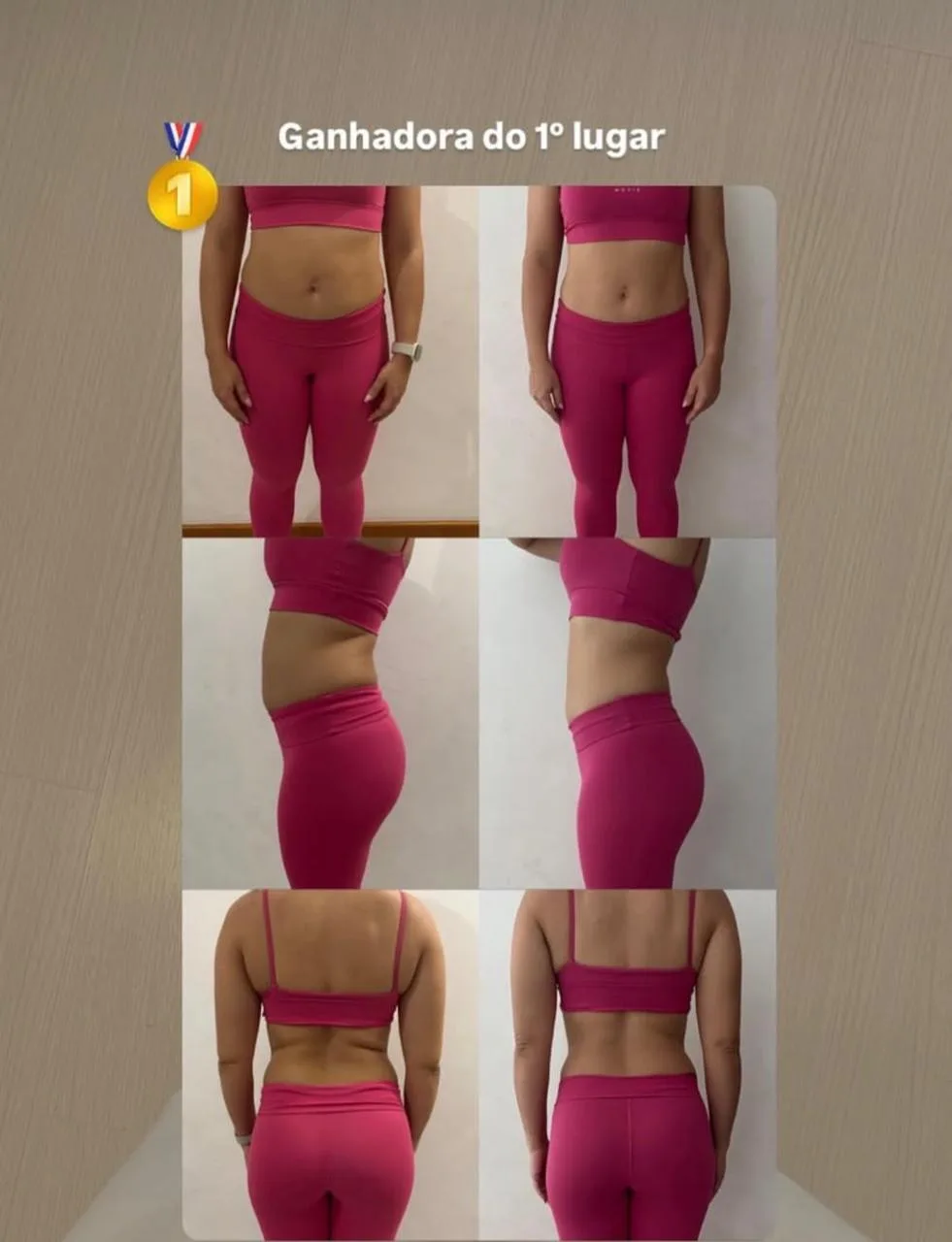 Fotos comparativas de antes e depois de uma aluna