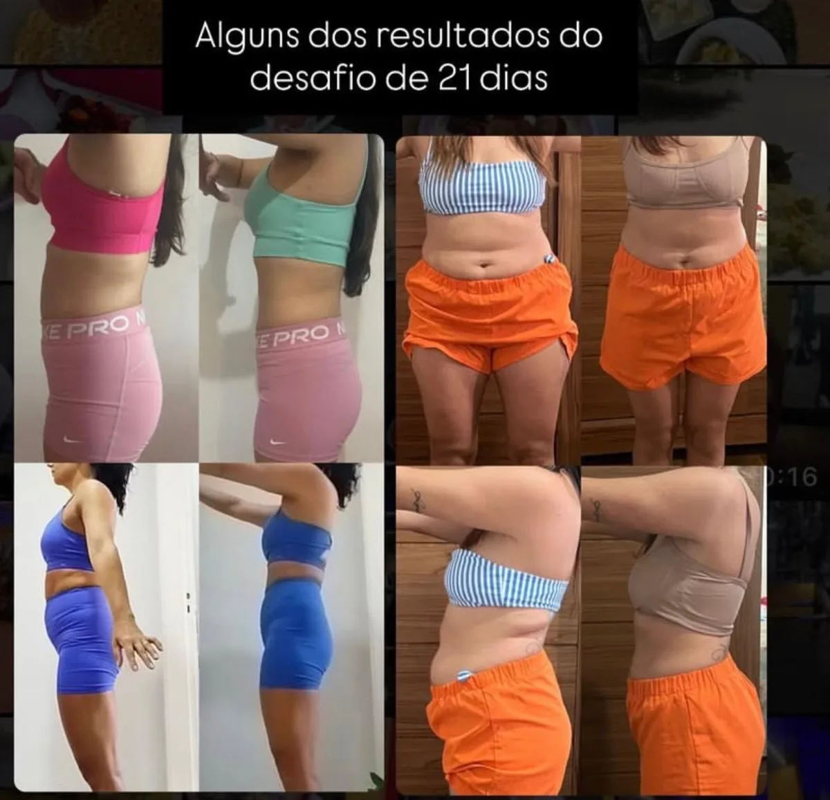 Fotos comparativas de antes e depois de uma aluna
